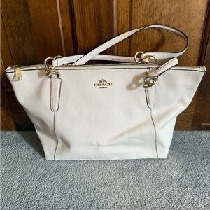Coach White Leather Ava Tote Bag